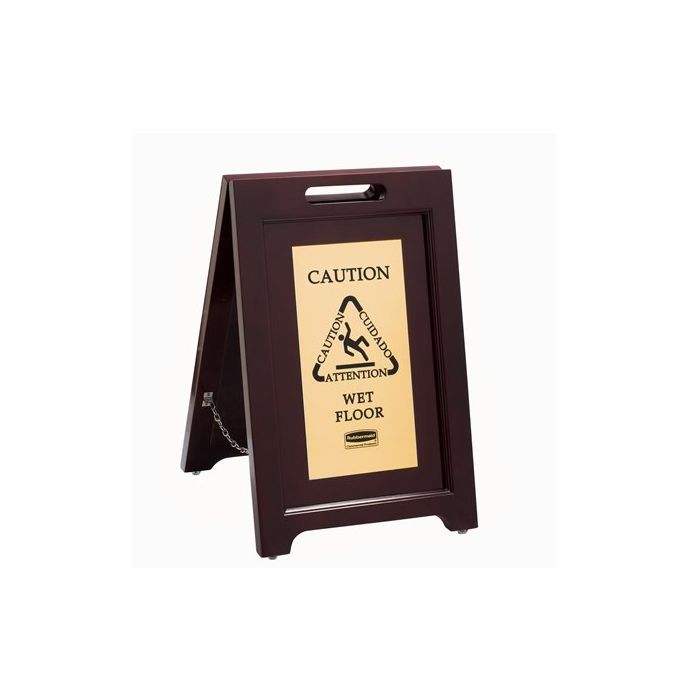 mehrsprachiges Warnschild aus Holz